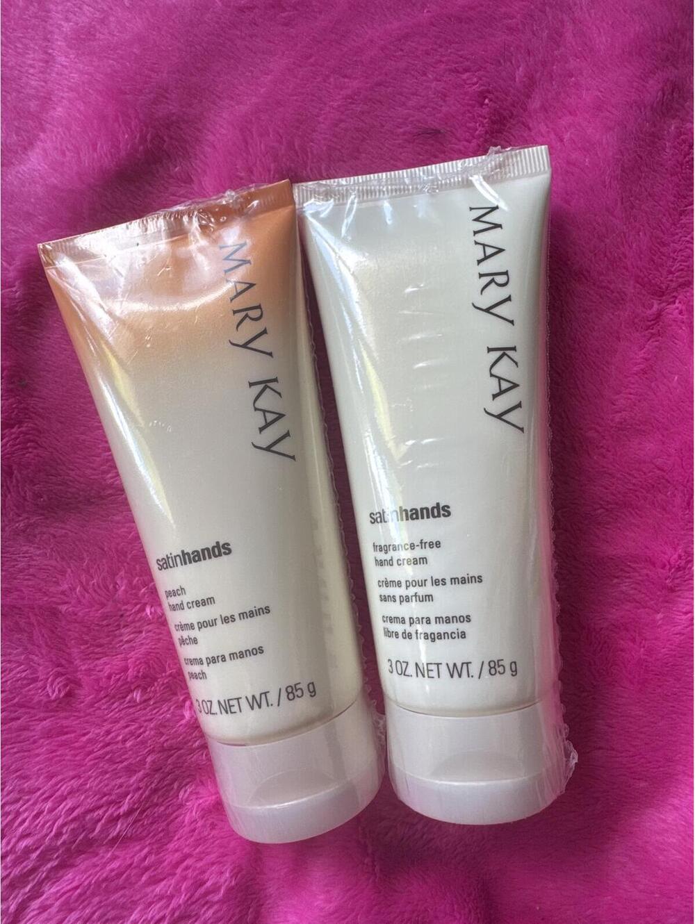 Mary Kay Satin Hands Peach + Fragrance-Free Hand Cream 3oz Lot 2 NOS Sealed
